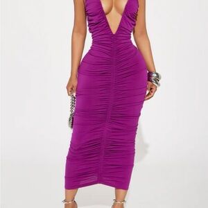Elegant Purple Ruched Dress